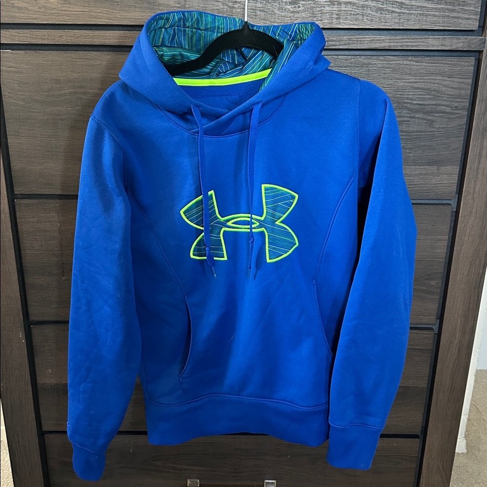 Under Armour Royal Blue Hoodie with Neon Green Logo